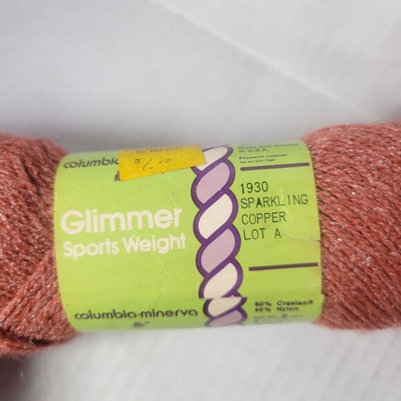 Lot of 6 Skeins Vintage Columbia Minerva Glimmer Sports Weight Yarn - Picture 6 of 6